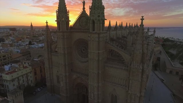 Sunrise Over La Seu Cathedral Palma de Mallorca Spain