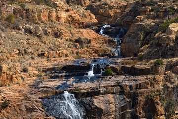 Natural Rocky Terrain River Cascade, Rustenburg, South Africa