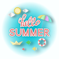 Hello Summer Paper Stylish Banner