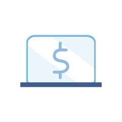 dollar symbol inside laptop flat style icon vector design