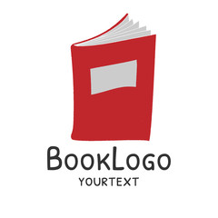 book hand drawn logo design. funny icon