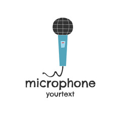 microphone hand drawn logo design. funny icon
