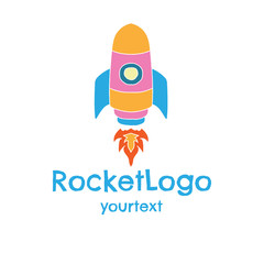 rocket hand drawn logo design. funny icon