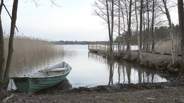 The landscape view of the Lake Bodom in Espoo Finland.geology shot