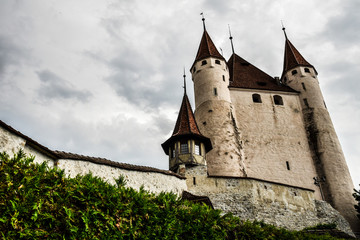 Fototapeta na wymiar old castle in Switzerland with towers and wall