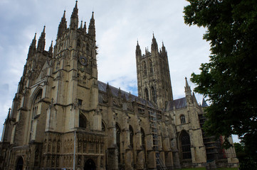 Fototapeta na wymiar Towering Darkened Canterbury Cathedral