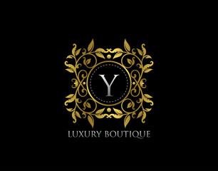 Y Letter Luxury Boutique, Beautidul Flourish Gold Logo template