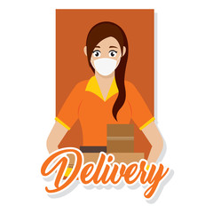Naklejka premium Delivery woman with a package