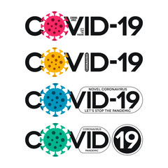 Covid-19 Lettering Banners with Coronavirus Icons in Various Forms