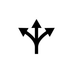 Three arrows icon, black line art web icon vector illustration, Direction sign, Graphic design element