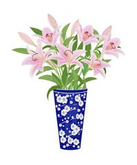 花瓶に生けたユリ