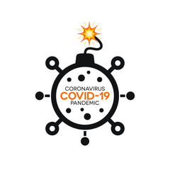 Simple Coronavirus Bomb Icon with Covid-19 Lettering