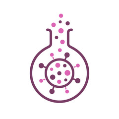 Laboratory Beaker Icon with Coronavirus Covid-19 Symbol