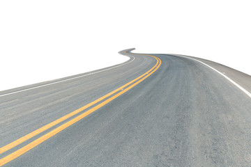 Obraz premium Black asphalt curved road isolated on white background. This has clipping path.