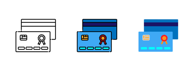 Credit card icon set isolated on white background for web design