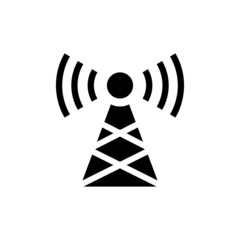 broadcast transmitter antenna icon in line art style, design vector illustration eps 10