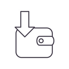 wallet and arrow line style icon vector design