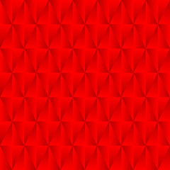 Graphic stylish pattern with iridescent triangles and red squares in zigzag rhombuses.