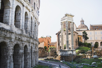 Fototapeta premium view of the roman forum in rome italy