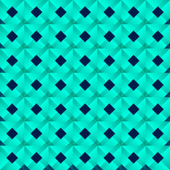 Graphic stylish pattern with dark squares and light blue rhombuses in a checkerboard pattern.