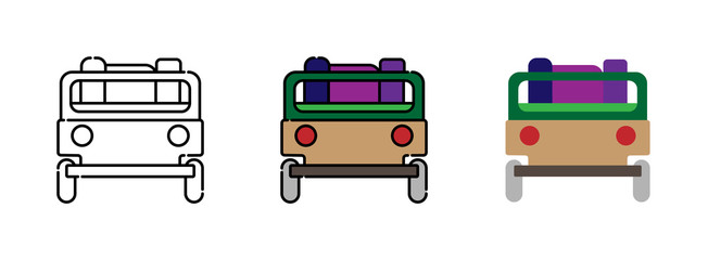 military vehicles icon set isolated on white background for web design