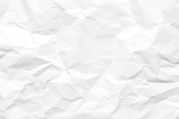 White crumpled paper texture background. Clean white paper. Top view.	
