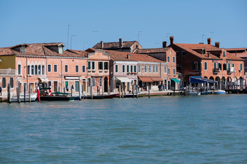 View of  Murano Pier and channel in Venice, Italy.