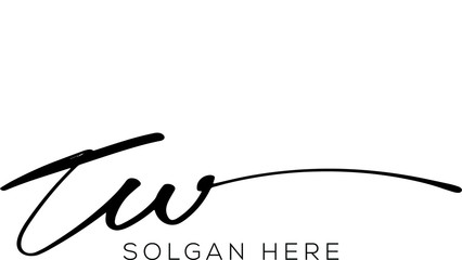 TW Initial Letter handwriting logo hand-drawn template vector