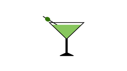 Summer cold drink thin line icon.  illustration with a glass of drink
