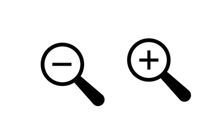 Zoom In and Zoom Out Icons. Simple zoom