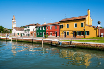Fototapeta na wymiar Channel of the Burano Island in Venice, Italy.
