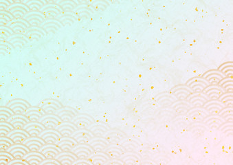 金粉と青海波の和風背景素材＃横4