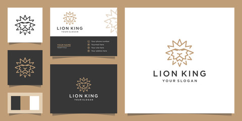 illustration of the lion king logo with an outline. lion logo. Design logos, icons and business cards. Premium vector.