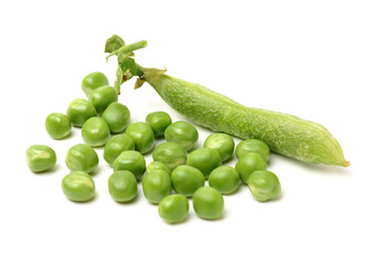 Fresh peas isolated on white background