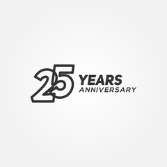 25 Years Anniversary Black Line Number Vector Design