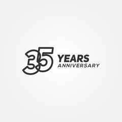 35 Years Anniversary Black Line Number Vector Design