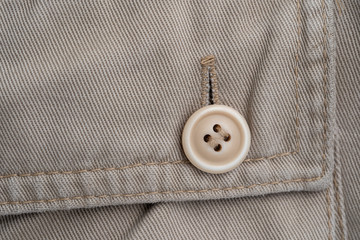Trouser pocket with button, closeup. Backside view with buttoned pocketon the pants