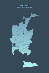 san diego map. san diego, city in california vector map.