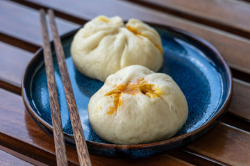 Chinese dim sum on a plate in a restaurant in Vietnam