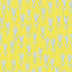 Yellow little forest flowers seamless pattern in vintage style. Abstract floral wallpaper.