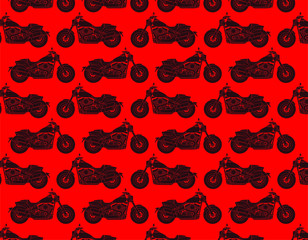 Vintage sport motorcycle pattern vector set collage with Vibrant red colors