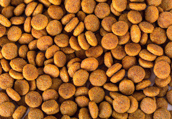 The dry pet food. isolated on white.