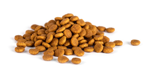 The dry pet food. isolated on white.