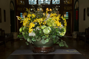 artificial flowers bouquet in a vase