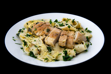 Italian lemon chicken piccata creamy pappardelle