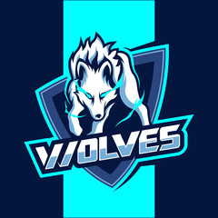 White wolves mascot esport logo design © avante_speed