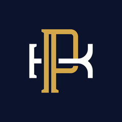 Initial Letter PK KP Monogram Logo Design