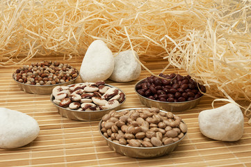 Photo composition with beans in a photo studio