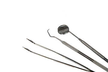 dentist tools on a white background