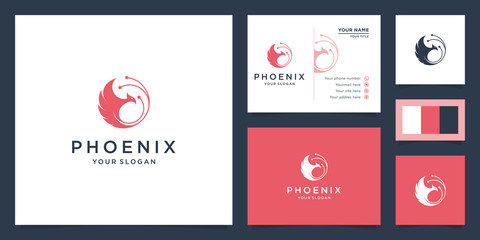 illustration of phoenix bird logo. bird logo, strength, greatness, prosperity and life. Design logos, icons and business cards. Premium vector.